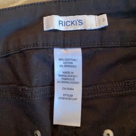 Ricki's Cropped Ankle Pants Black Cotton Capri Mid Rise Size 2 NWOT - Picture 12 of 15